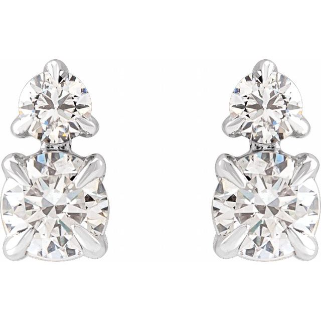 14K White Gold Round Pair 3.65Mm Si Friction 4-Prong Polished 1/2 Ctw Lab-Grown Diamond Earrings With Backs