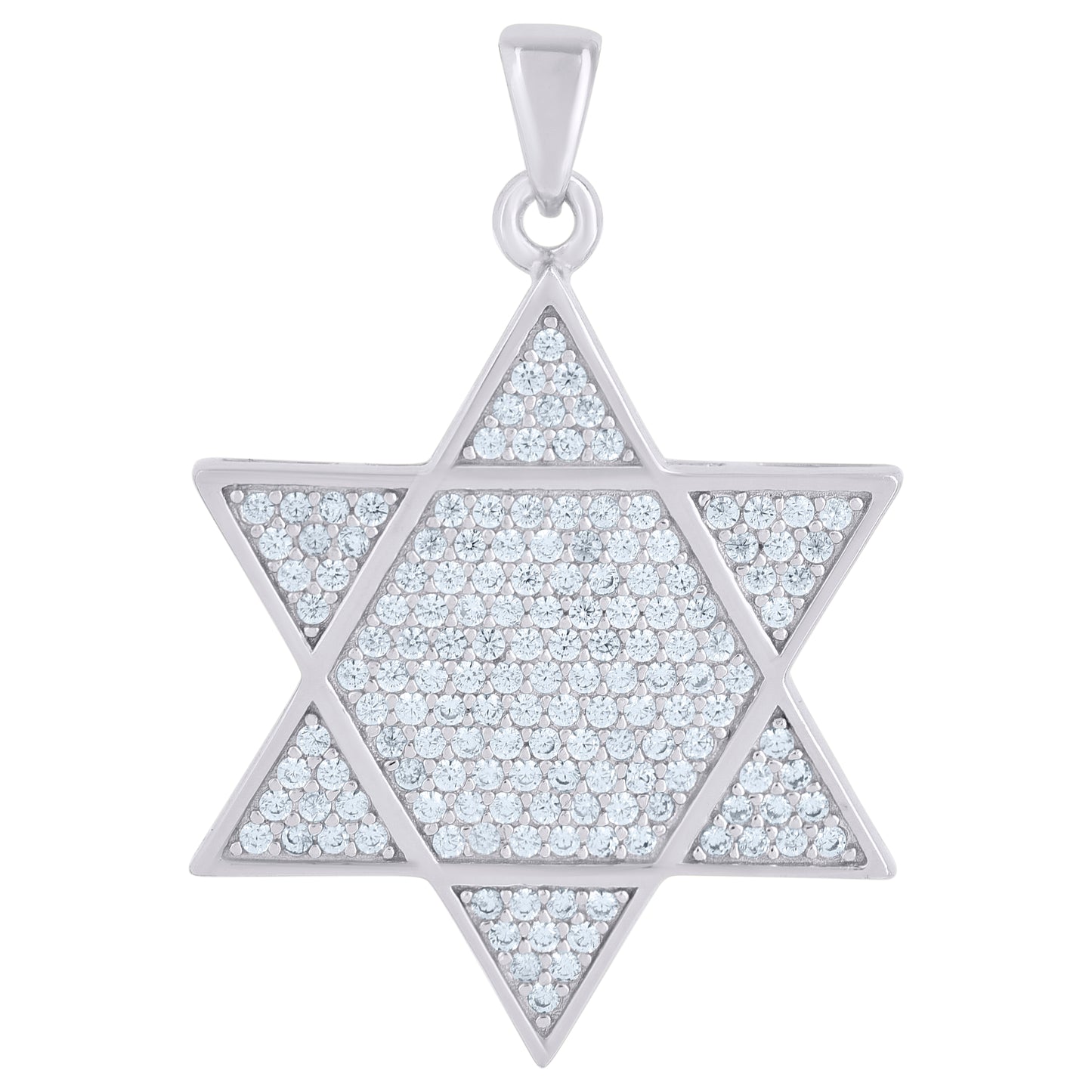 Sterling Silver Men Cubic-Zirconia Star Of David Religious Symbol Charm Pendant