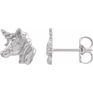 Sterling Silver 7.24 X 6.74 Mm Pair Friction Backs Included Polished Unicorn Earrings