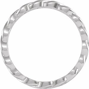14K White Gold 6.5 Mm Polished Chain Link Band Size 4