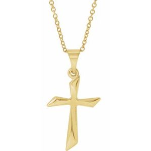 14K Yellow Gold 25.5 X 18 Mm 18 In Polished Cross Necklace