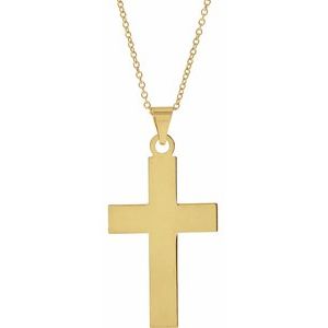 14K Yellow Gold 28 X 18 Mm 18 In Polished Cross Necklace
