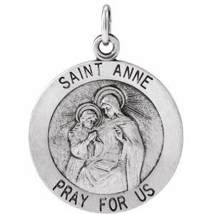 Sterling Silver 18 Mm Polished St. Anne Medal