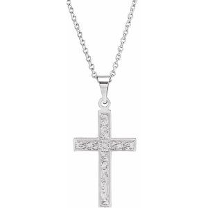 14K White Gold 18 X 12 Mm 18 In Polished Cross Necklace