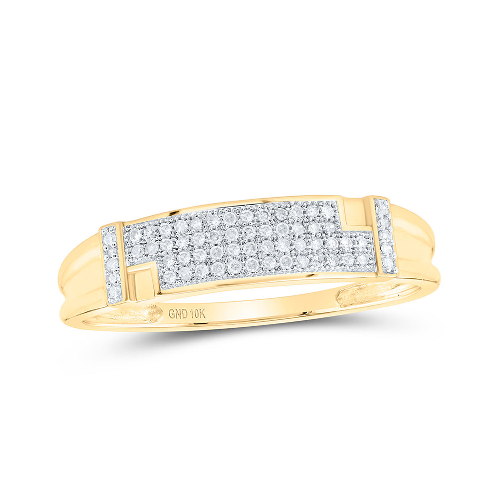 10K Yellow Gold His Hers Round Diamond Square Matching Wedding Set 1/2 Cttw, Womens Size: 5-10, Mens Size: 7-13