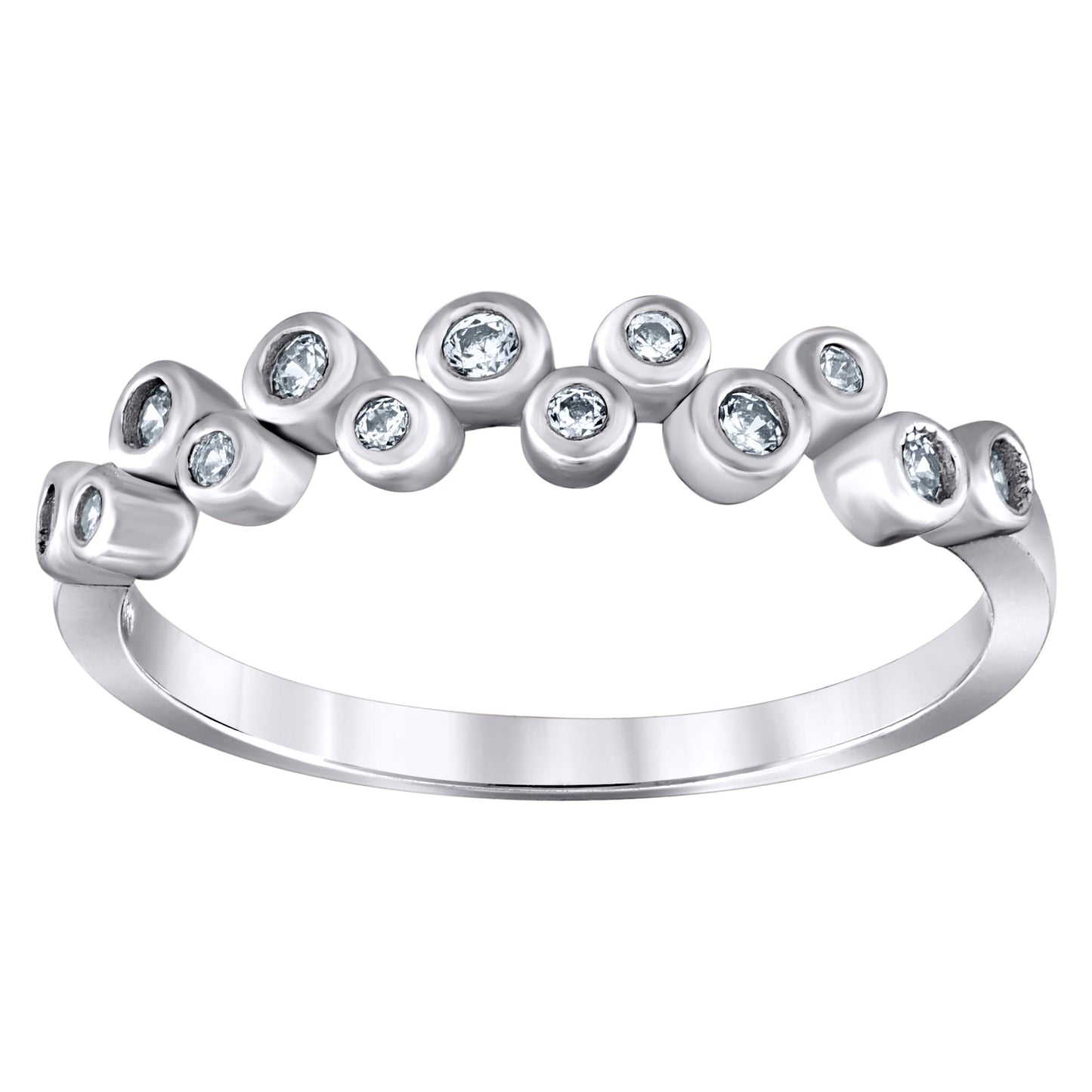 Sterling Silver Women's Cubic Zirconia Semi-Eternity Bridal Anniversary Engagement Wedding Band Ring