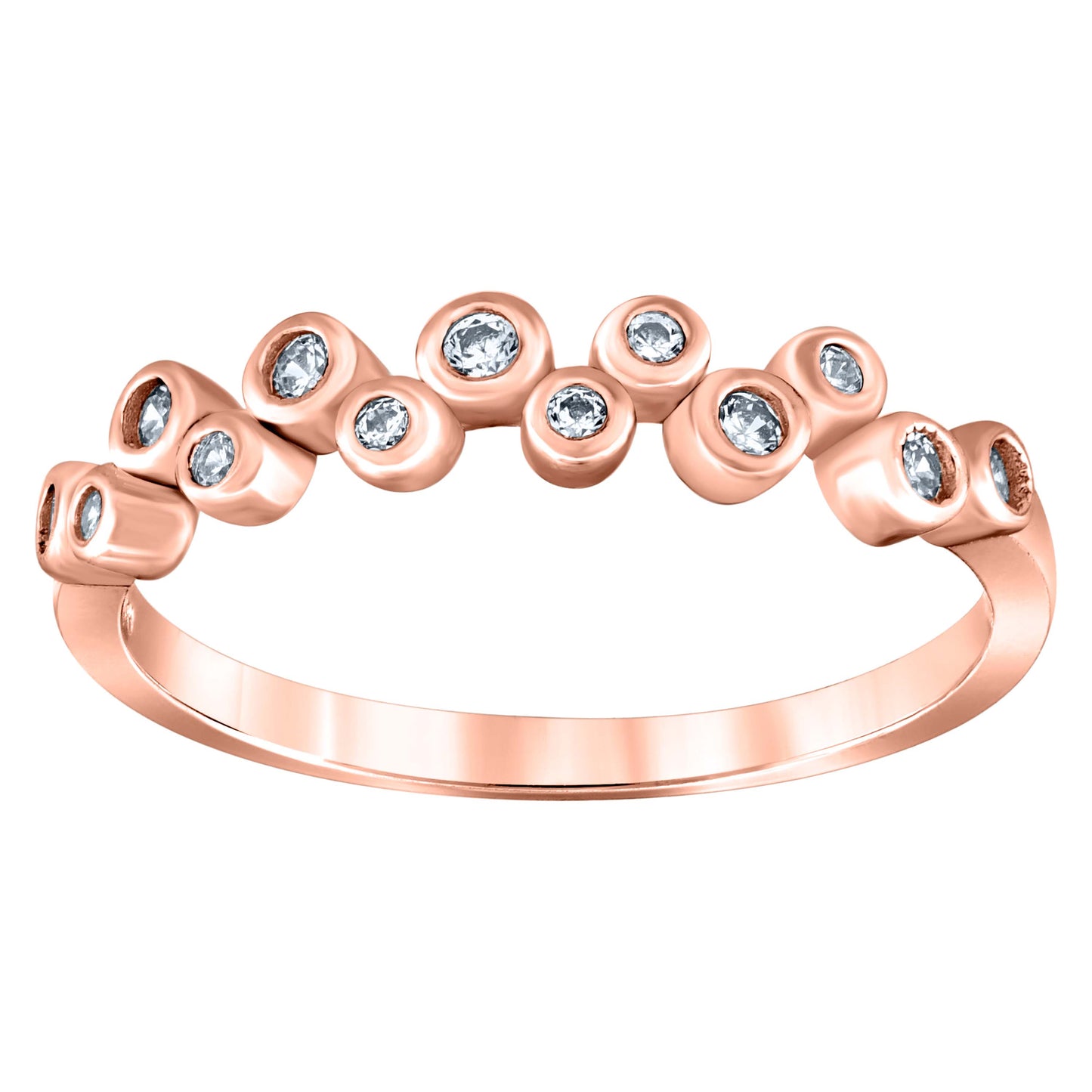 Sterling Silver Women's Cubic Zirconia Semi-Eternity Bridal Anniversary Engagement Wedding Band Ring