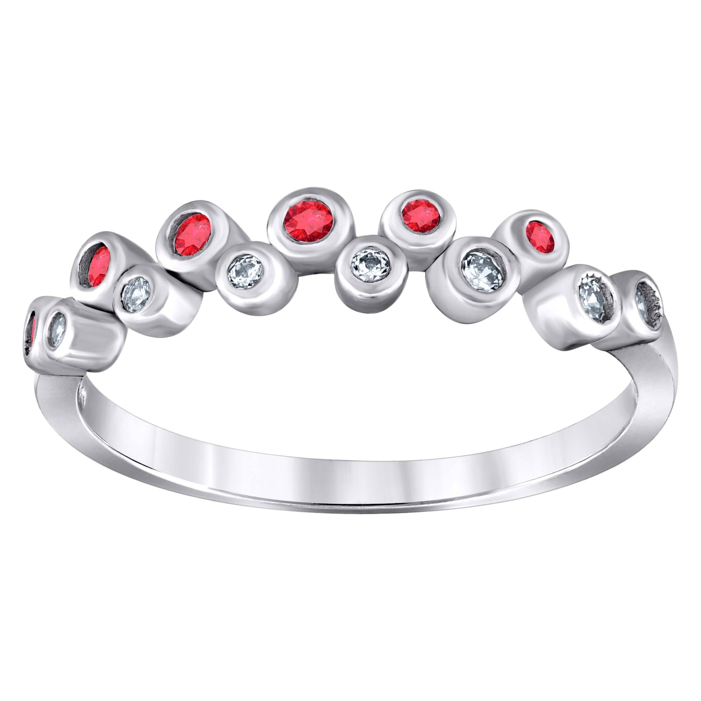 Sterling Silver Women's Cubic Zirconia Semi-Eternity Bridal Anniversary Engagement Wedding Band Ring