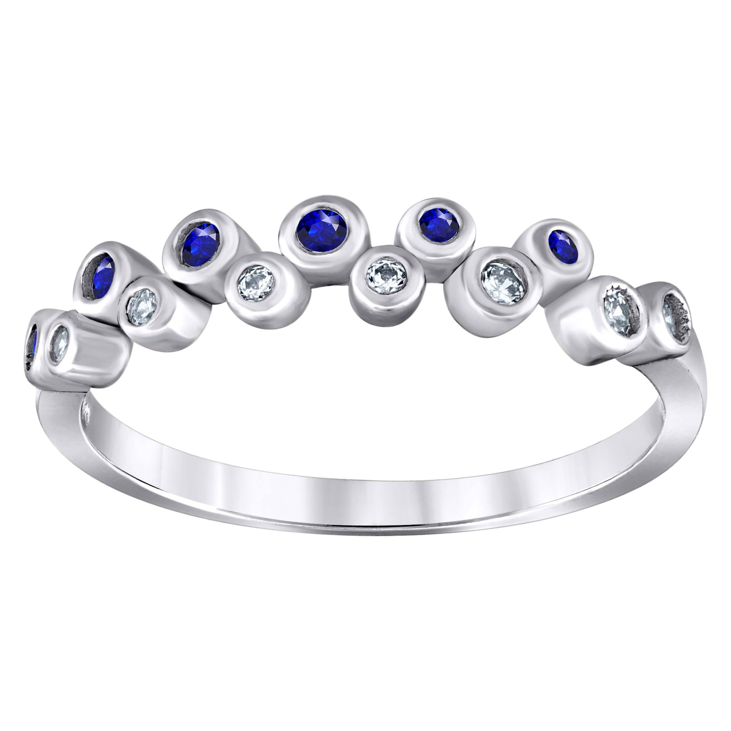 Sterling Silver Women's Cubic Zirconia Semi-Eternity Bridal Anniversary Engagement Wedding Band Ring