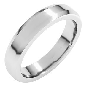 18K Yellow Or White Or Rose Gold Beveled-Edge Flat Band