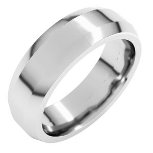 18K Yellow Or White Or Rose Gold Beveled-Edge Flat Band