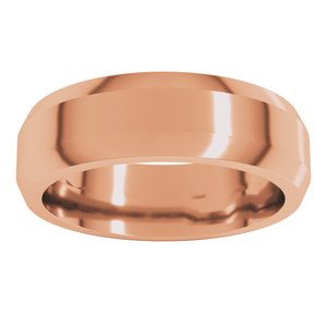 18K Yellow Or White Or Rose Gold Beveled-Edge Flat Band