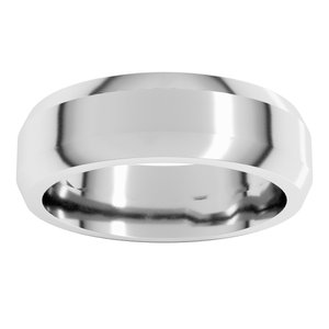 18K Yellow Or White Or Rose Gold Beveled-Edge Flat Band