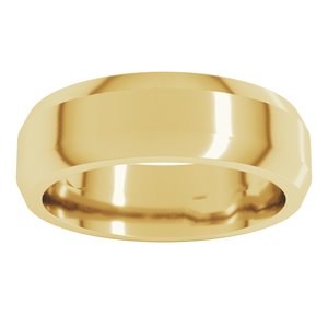 18K Yellow Or White Or Rose Gold Beveled-Edge Flat Band