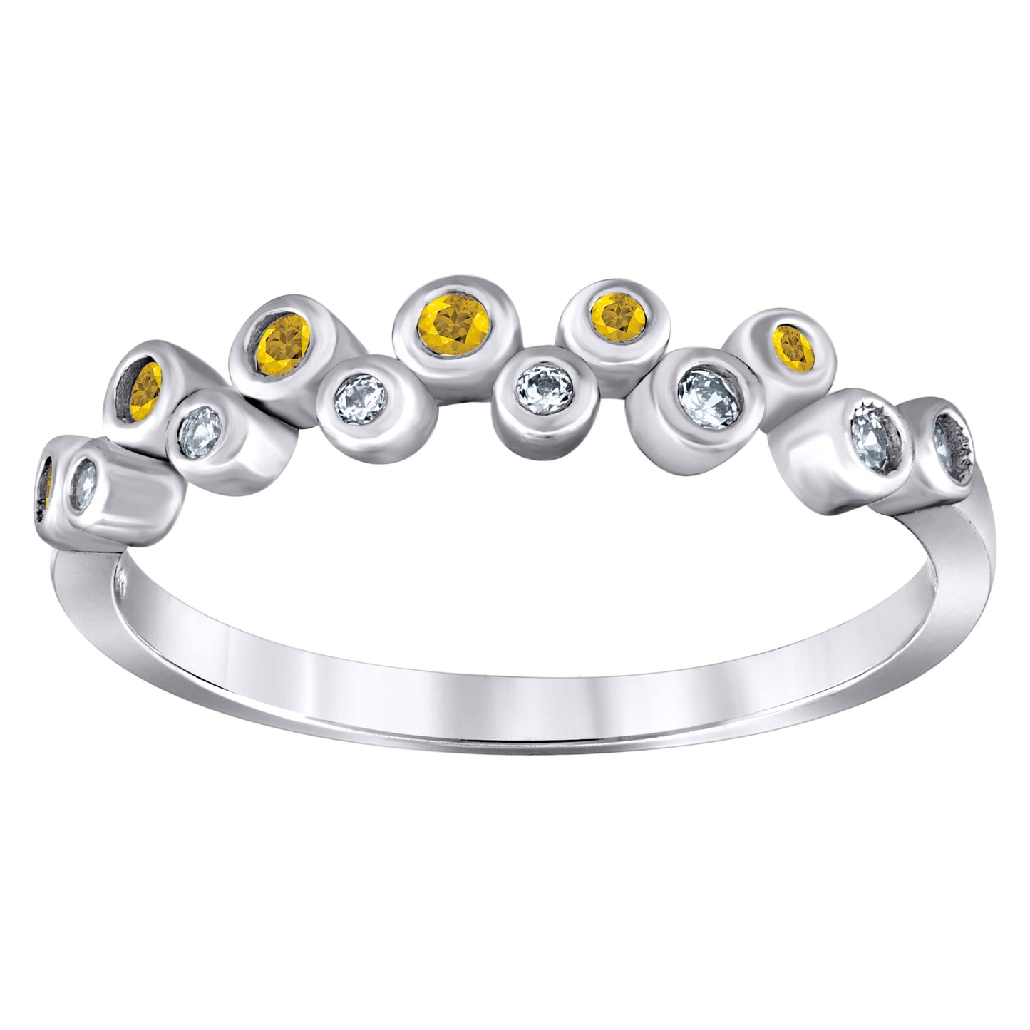 Sterling Silver Women's Cubic Zirconia Semi-Eternity Bridal Anniversary Engagement Wedding Band Ring