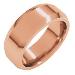 18K Yellow Or White Or Rose Gold Beveled-Edge Flat Band