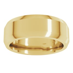 18K Yellow Or White Or Rose Gold Beveled-Edge Flat Band
