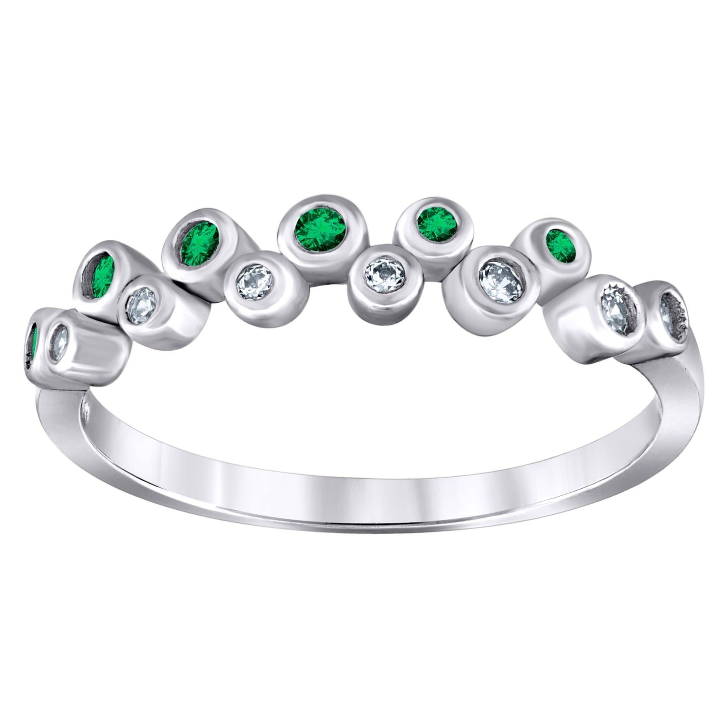 Sterling Silver Women's Cubic Zirconia Semi-Eternity Bridal Anniversary Engagement Wedding Band Ring