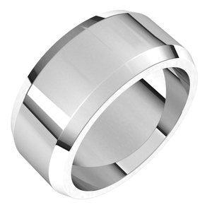 18K Yellow Or White Or Rose Gold Beveled-Edge Flat Band