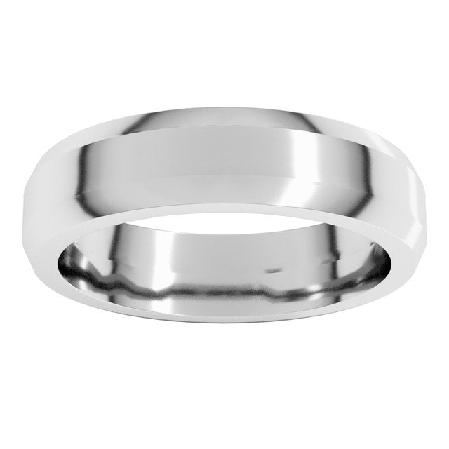 14K Yellow Or White Gold Or Sterling Silver Or Platinum Standard Beveled Edge Flat Band