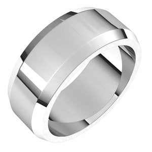 18K Yellow Or White Or Rose Gold Beveled-Edge Flat Band