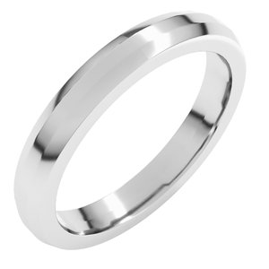 18K Yellow Or White Or Rose Gold Beveled-Edge Flat Band