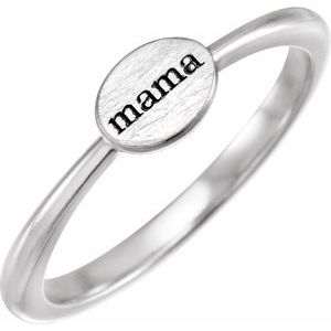 14K White Gold Mama Polished "Mama" Family Ring Size 7