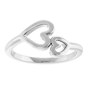 Sterling Silver Polished Double Heart Ring Size 7