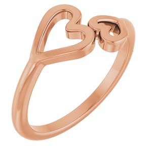 14K Rose Gold Polished Double Heart Ring Size 7