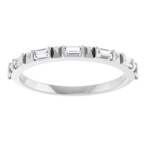 14K White Gold Straight Baguette 2.5 X 1.5 Mm Polished 1/4 Ctw Natural Diamond Anniversary Band Size 7