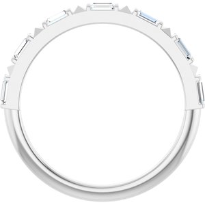 14K White Gold Straight Baguette 2.5 X 1.5 Mm Polished 1/4 Ctw Natural Diamond Anniversary Band Size 7