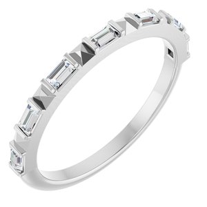 14K White Gold Straight Baguette 2.5 X 1.5 Mm Polished 1/4 Ctw Natural Diamond Anniversary Band Size 7