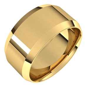 18K Yellow Or White Or Rose Gold Lightweight Beveled-Edge Comfort-Fit Flat Band