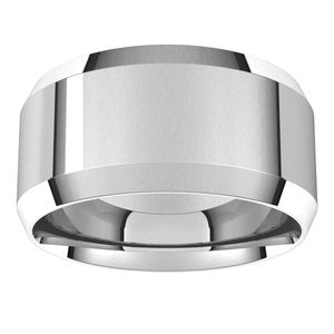 18K Yellow Or White Or Rose Gold Lightweight Beveled-Edge Comfort-Fit Flat Band