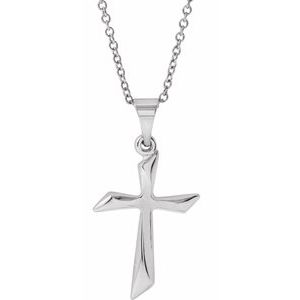 Sterling Silver 18.5 X 13 Mm Polished Cross Pendant