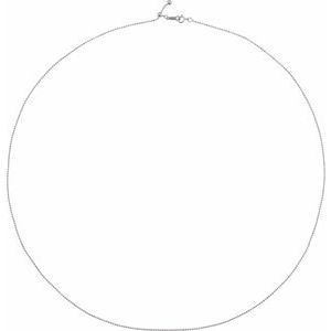 14K White Gold Adjustable Bead Chain, Length: 16-22 In, Width: 1 Mm
