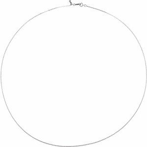 14K White Gold Adjustable Rolo Chain, Length: 16-22 In, Width: 1.1 Mm
