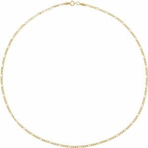 14K Yellow Gold Diamond-Cut Figaro Chain, Length: 24 In, Width: 1.9 Mm