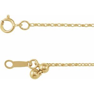 14K Yellow Gold Adjustable Rolo Chain, Length: 16-22 In, Width: 1.1 Mm