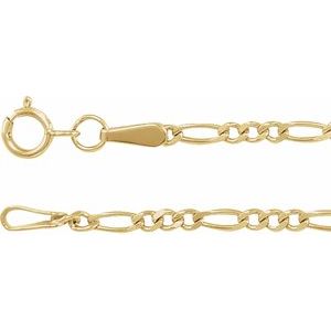 14K Yellow Gold Diamond-Cut Figaro Chain, Length: 7 In, Width: 1.9 Mm