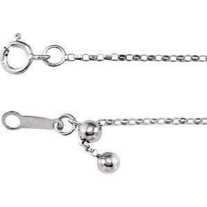 14K White Gold Adjustable Rolo Chain, Length: 16-22 In, Width: 1.1 Mm