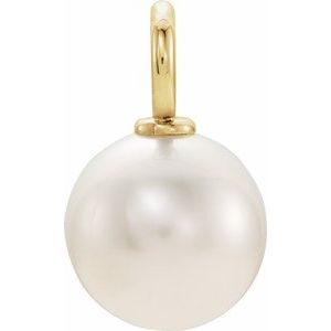 14K Yellow Gold 13.2 X 6 Mm Polished Cultured White Freshwater Pearl Pendant