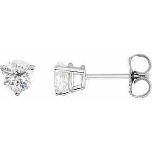 14K White Gold Round 4.5Mm Si1-Si2, Gh 3/4 Ctw Lab-Grown Diamond 3-Prong Friction Back Earrings