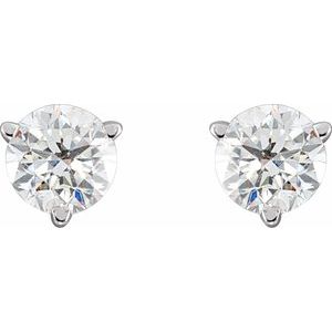 14K White Gold Round 4.5Mm Si1-Si2, Gh 3/4 Ctw Lab-Grown Diamond 3-Prong Friction Back Earrings