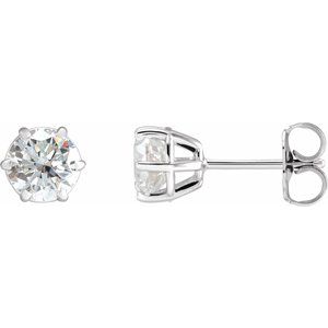 14K White Gold Round 5.75Mm Si1-Si2, Gh 1 1/2 Ctw Lab-Grown Diamond 6-Prong Wire Basket Friction Back Earrings