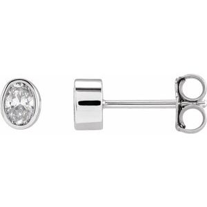 14K White Gold Oval 4 X 3 Mm 1/3 Ctw Lab-Grown Diamond Bezel-Set Earrings