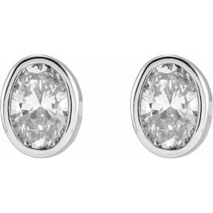 14K White Gold Oval 4 X 3 Mm 1/3 Ctw Lab-Grown Diamond Bezel-Set Earrings