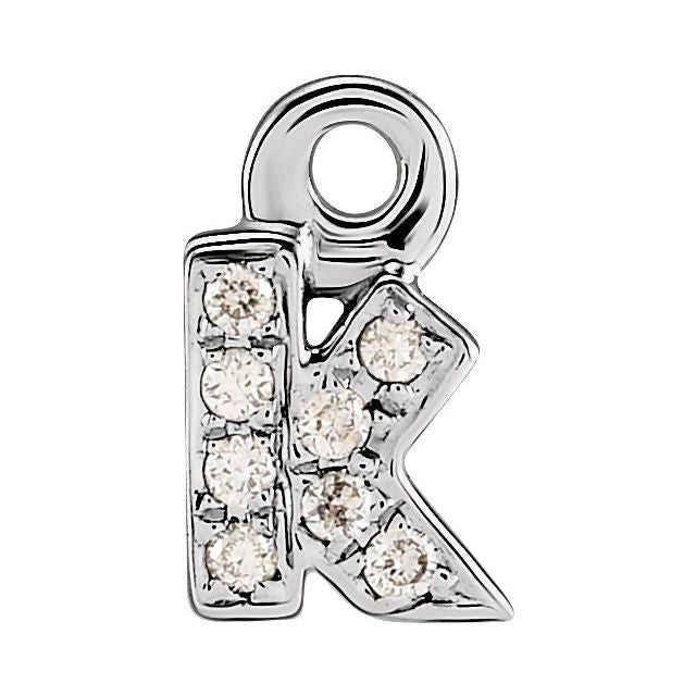 14K Yellow Or White Or Rose Gold Round .75 Mm I1, H+ Polished Natural Diamond Lowercase Initial Dangle