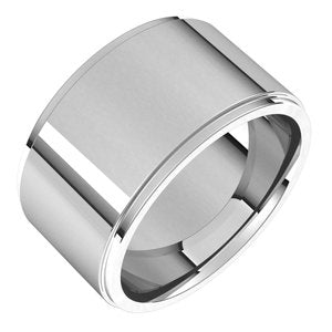 14K X1 White Gold Stepped-Edge Comfort-Fit Flat Band