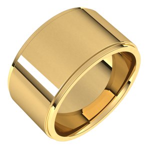 18K Yellow Or White Or Rose Gold Stepped-Edge Comfort-Fit Flat Band